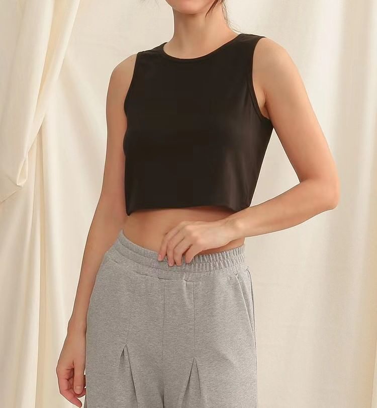 Crew Tank Neck Crop Plain Top