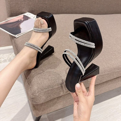 Sandals Platform Heel High Rhinestone