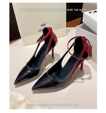 Heel Pumps Strap D'Orsay Gradient Stiletto Ankle