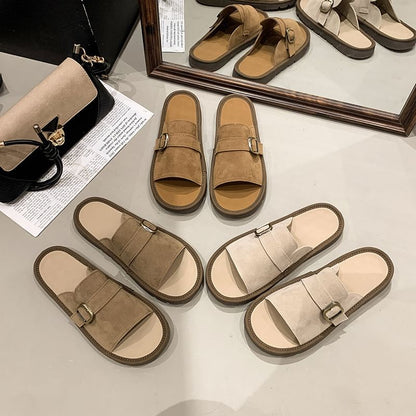 Sandals Plain Buckled Slide