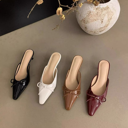 Mules Stiletto Bow Heel Toe Pointed