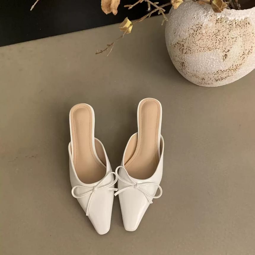 Mules Stiletto Bow Heel Toe Pointed