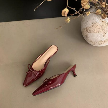 Mules Stiletto Bow Heel Toe Pointed