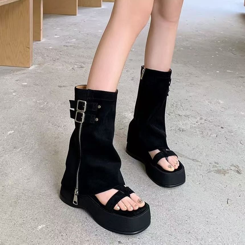 Sandals Buckled Loop Gladiator Toe Platform