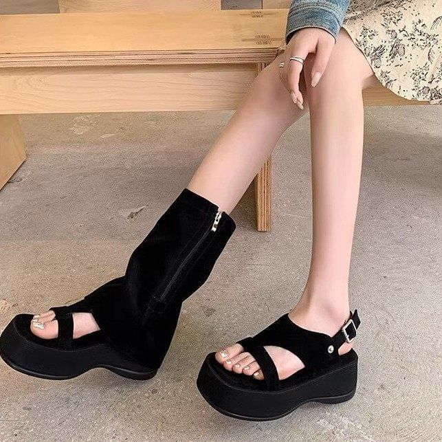 Sandals Buckled Loop Gladiator Toe Platform
