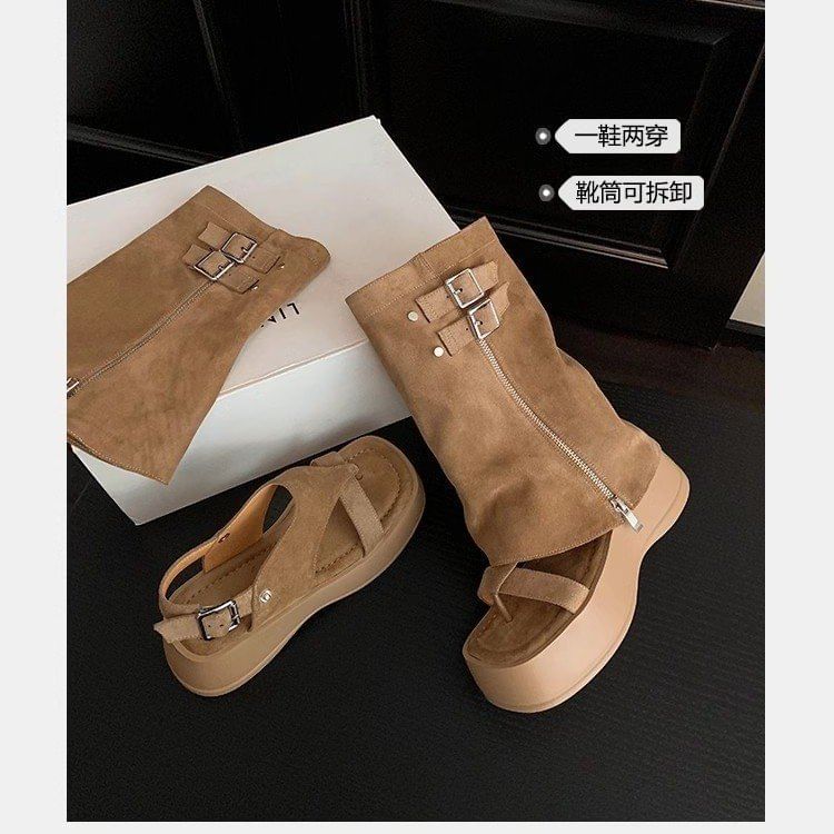 Sandals Buckled Loop Gladiator Toe Platform
