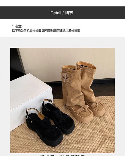 Sandals Buckled Loop Gladiator Toe Platform