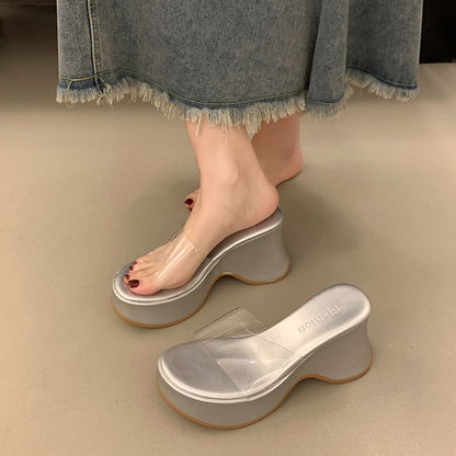 Sandals Slide Platform Panel PVC Wedge Heel