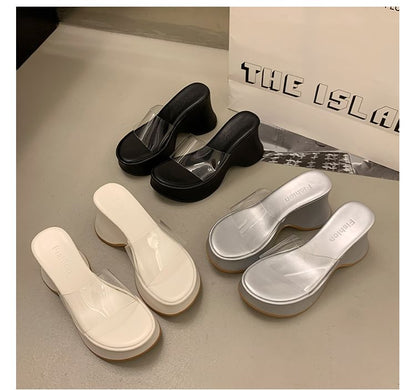 Sandals Slide Platform Panel PVC Wedge Heel