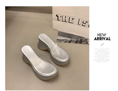 Sandals Slide Platform Panel PVC Wedge Heel