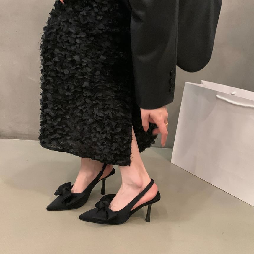 Bow Stiletto Heel Slingback Pumps