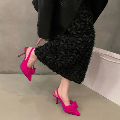 Bow Stiletto Heel Slingback Pumps