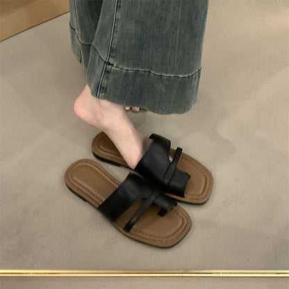 Toe Loop Flat Slide Sandals