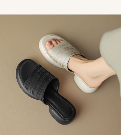 Plain Platform Slide Sandals
