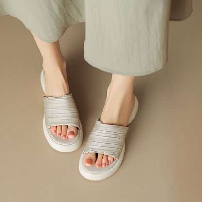 Plain Platform Slide Sandals
