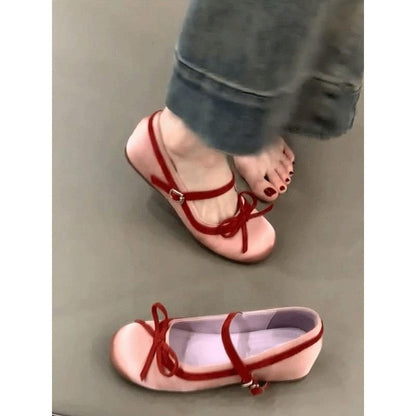 Bow Two Tone Hidden Wedge Heel Mary Jane Shoes