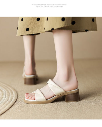 Chunky Heel Slide Sandals