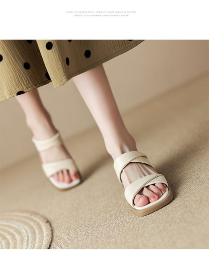 Chunky Heel Slide Sandals
