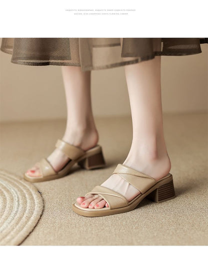 Chunky Heel Slide Sandals