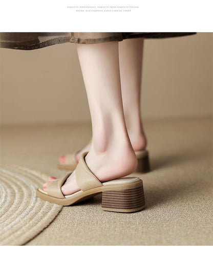 Chunky Heel Slide Sandals