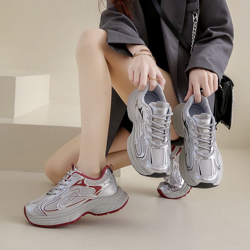 Sneakers Platform Mesh Panel