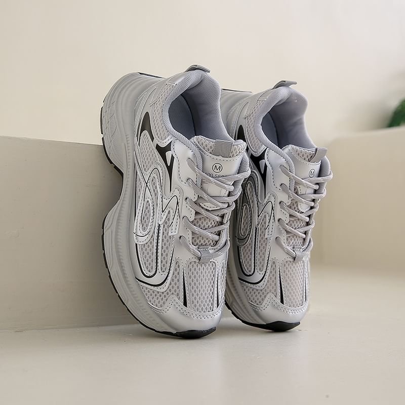 Sneakers Platform Mesh Panel