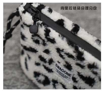 Fleece Crossbody Applique Bag