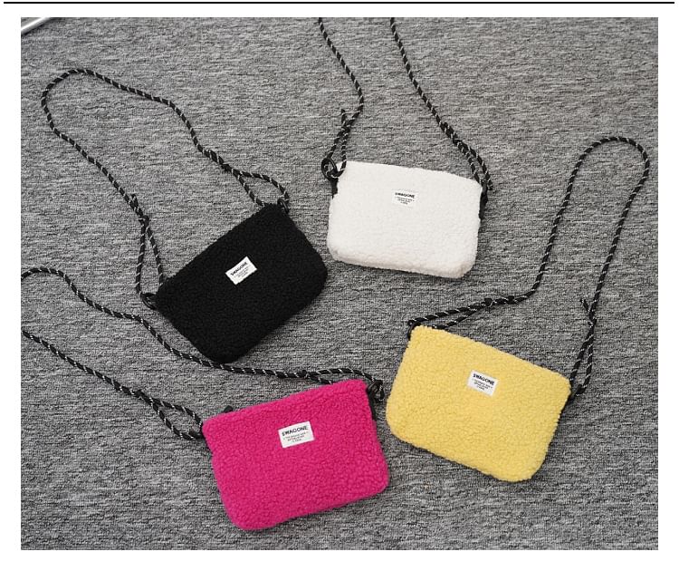 Fleece Crossbody Applique Bag