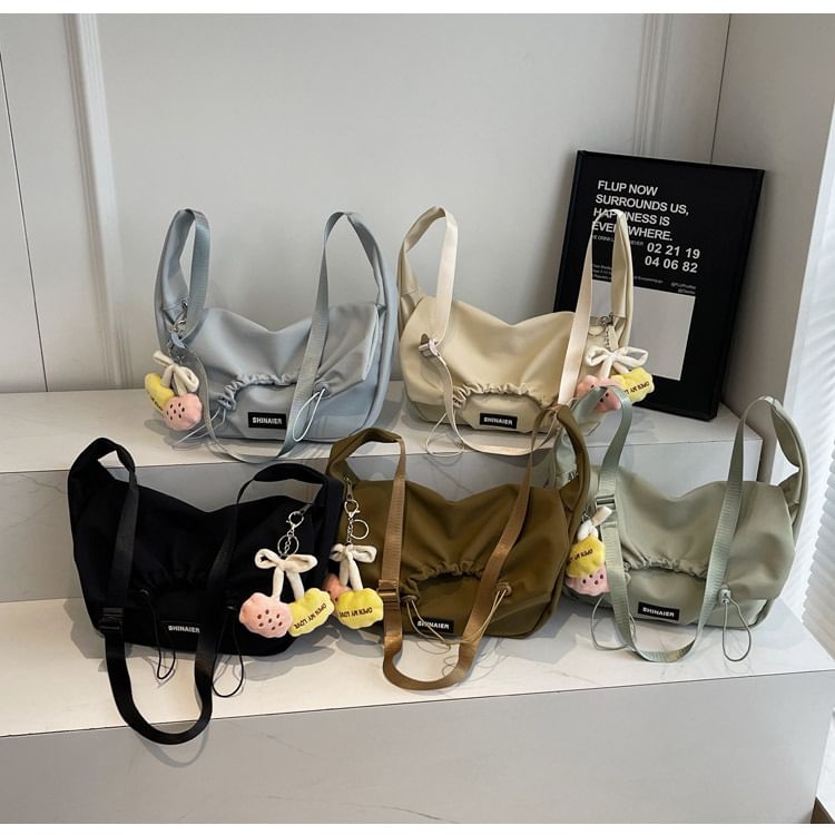 Drawstring Flap Bag Crossbody Plain