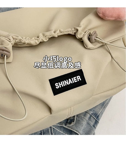 Drawstring Flap Bag Crossbody Plain