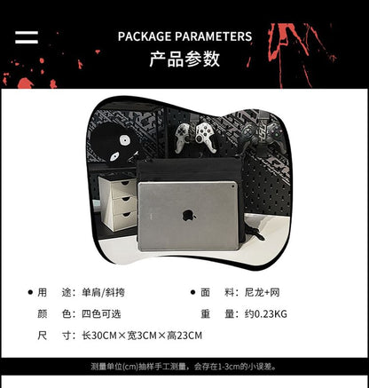 Crossbody Print Lettering Nylon Bag