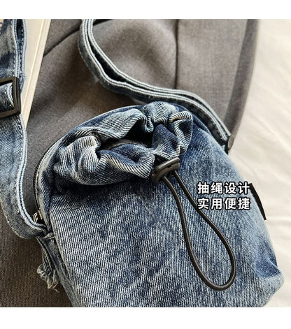 Drawstring Crossbody Denim Phone Mobile Bag