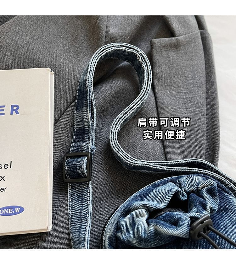 Drawstring Crossbody Denim Phone Mobile Bag