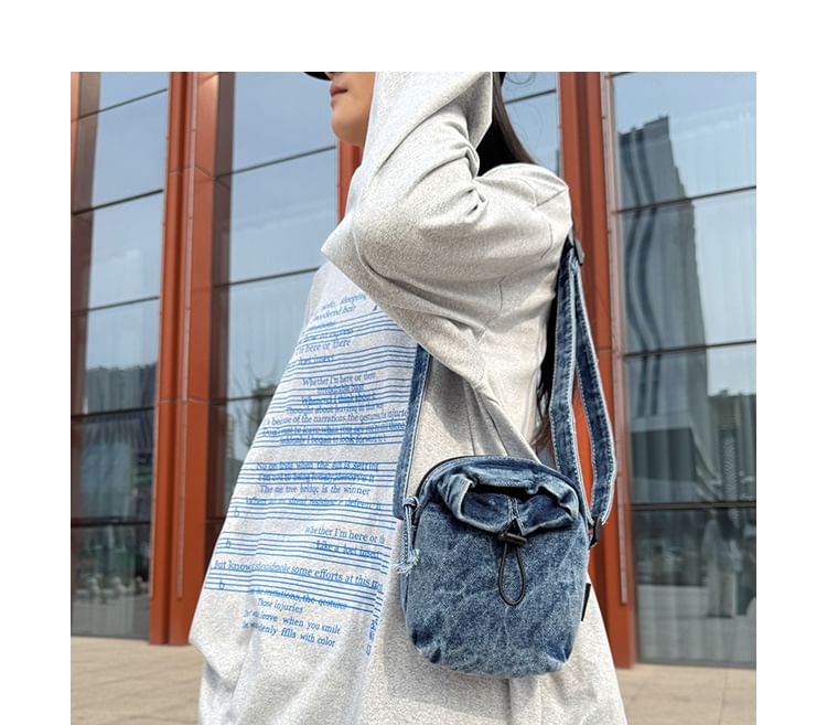 Drawstring Crossbody Denim Phone Mobile Bag