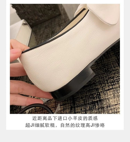 Tone Leather Faux Two Flats Bow Ballet