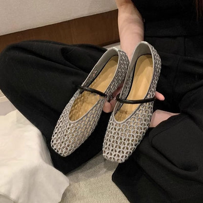 Plain Flats Square Toe Woven