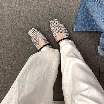 Plain Flats Square Toe Woven
