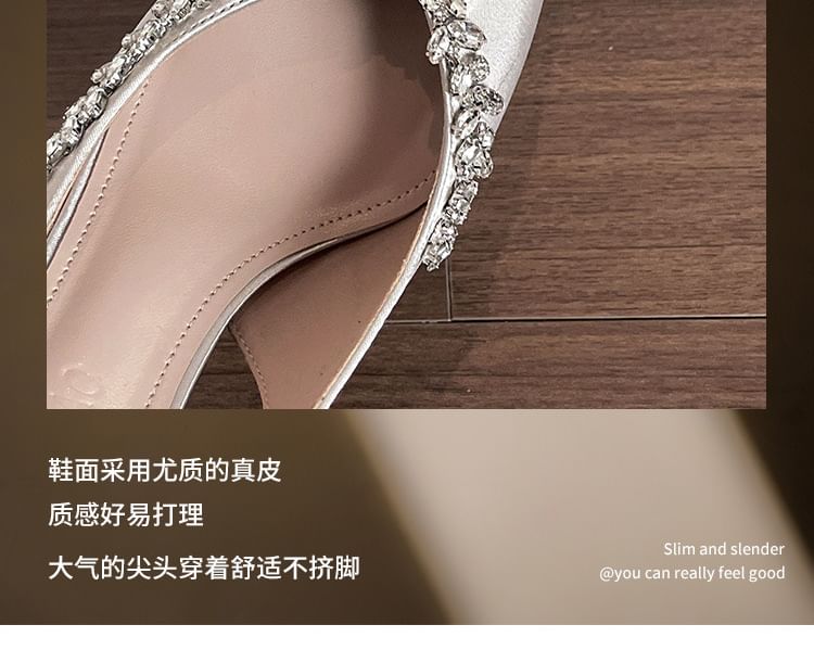 Heel Pointy Rhinestone High Sandals Slingback