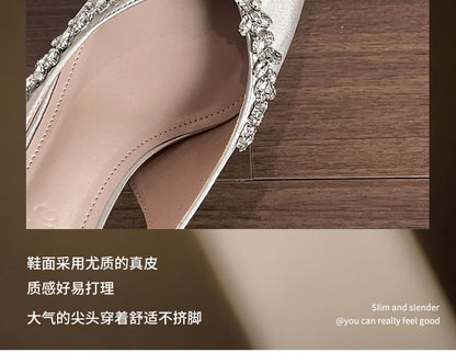 Heel Pointy Rhinestone High Sandals Slingback