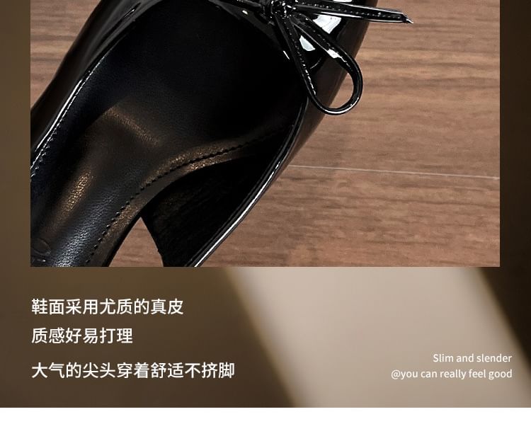 Heel Slingback Plain Sandals Pointy Bow High