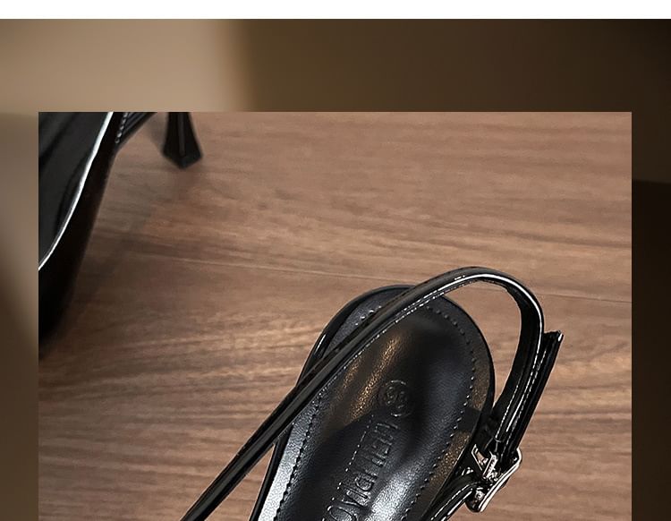 Heel Slingback Plain Sandals Pointy Bow High