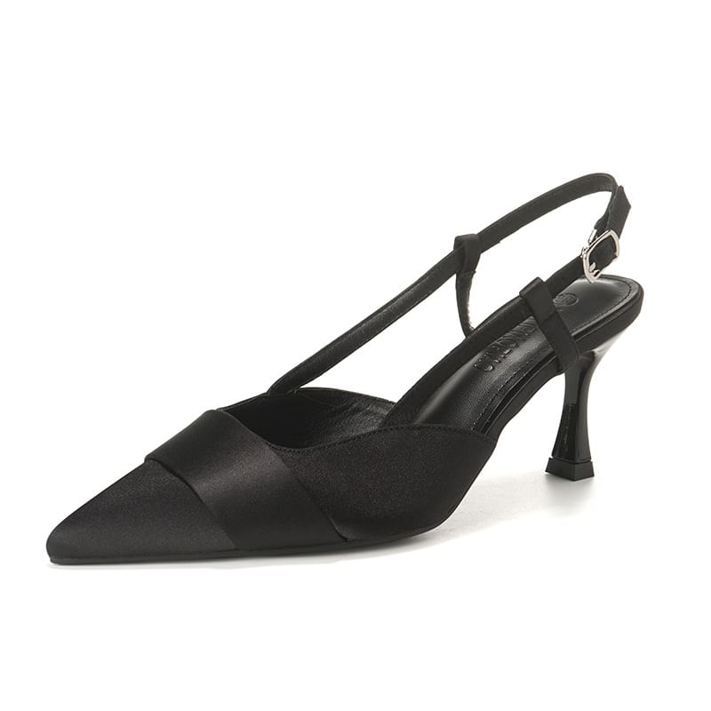 Slingback High Pointy Plain Sandals Heel
