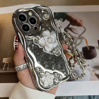 Case Floral Phone Metallic Set / Strap