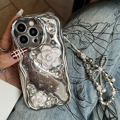 Case Floral Phone Metallic Set / Strap