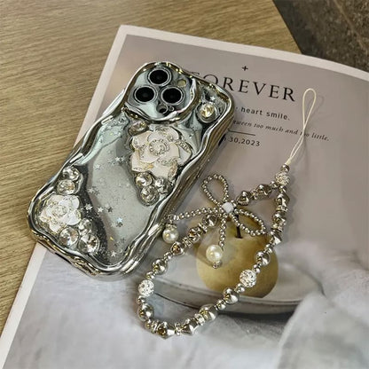Case Floral Phone Metallic Set / Strap