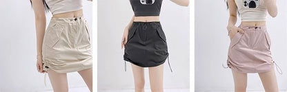 Waist Plain A-Line Skirt High Mini