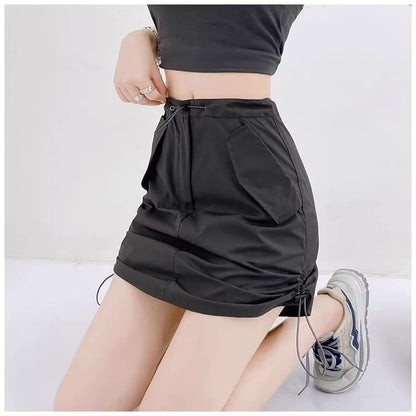 Waist Plain A-Line Skirt High Mini
