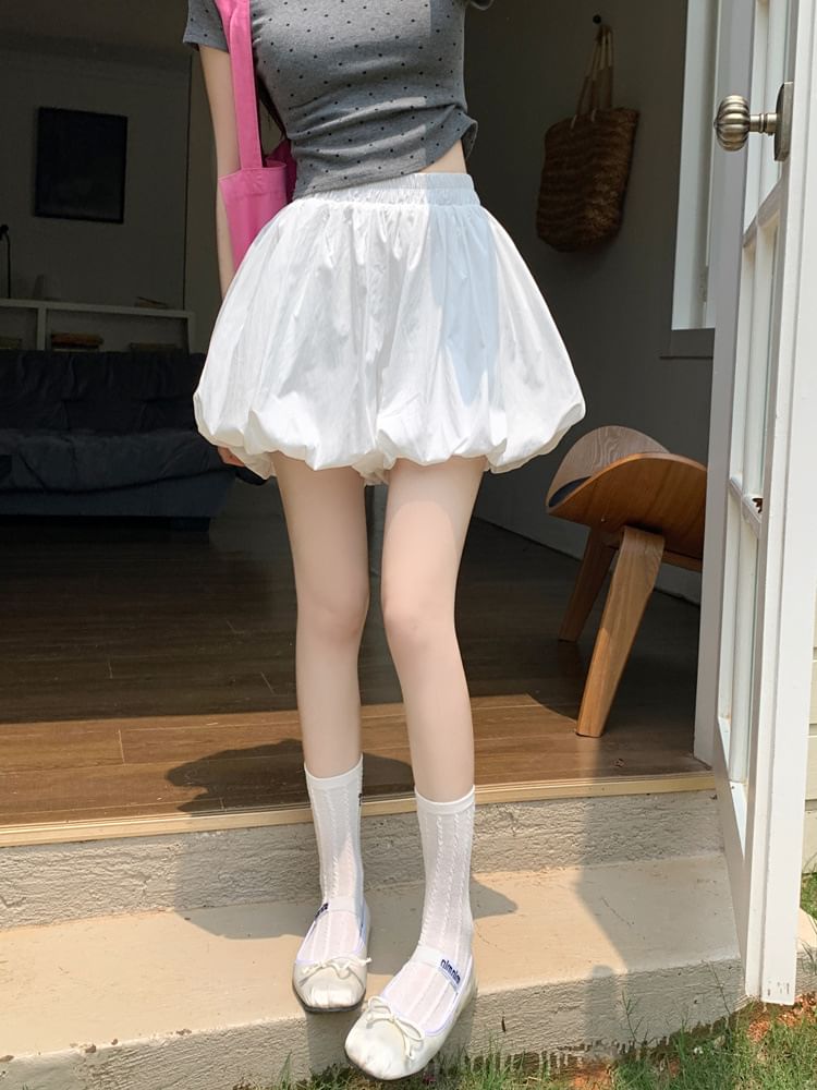 High Shorts Waist Plain Bubble