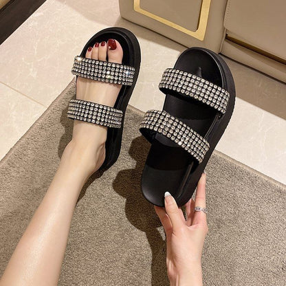Sandals Platform Rhinestone Slide