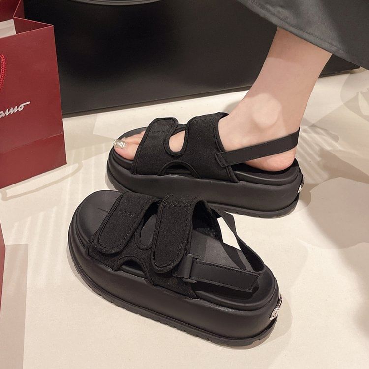 Strap Platform Sandals Adhesive Slingback Plain